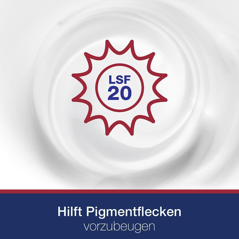 Symbol für Handcreme mit LSF 20 zum Schutz vor Pigmentflecken.