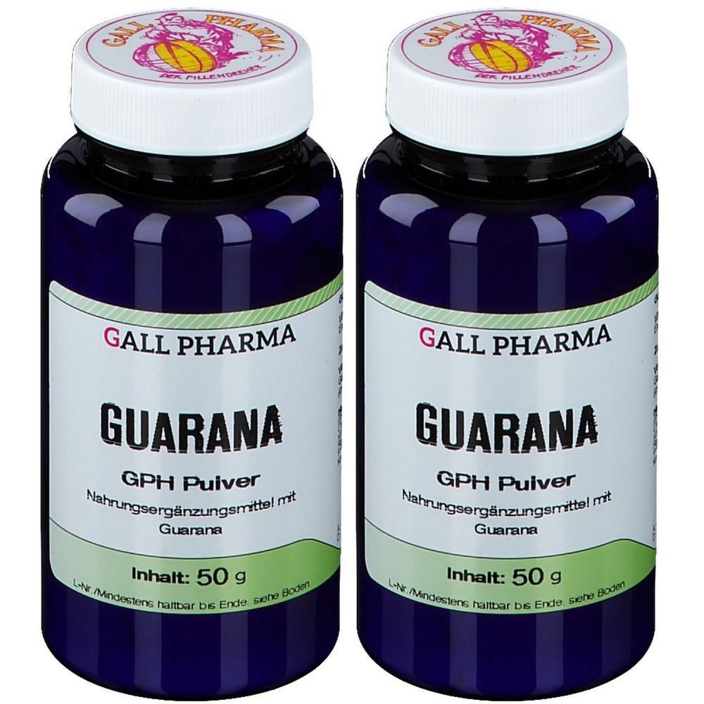 Zwei Flaschen GALL PHARMA Guarana GPH Pulver, 50g Inhalt.