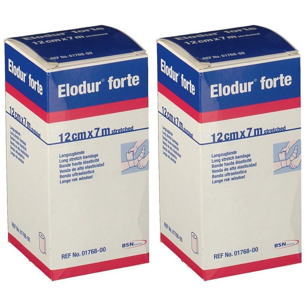 Zwei Packungen Elodur® forte Langzugbinde, 12 cm x 7 m.