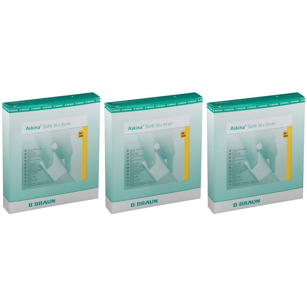 Askina Sorb Alginat CMC Wundauflage 10x10 cm ste. x3 3x10 St Pflaster