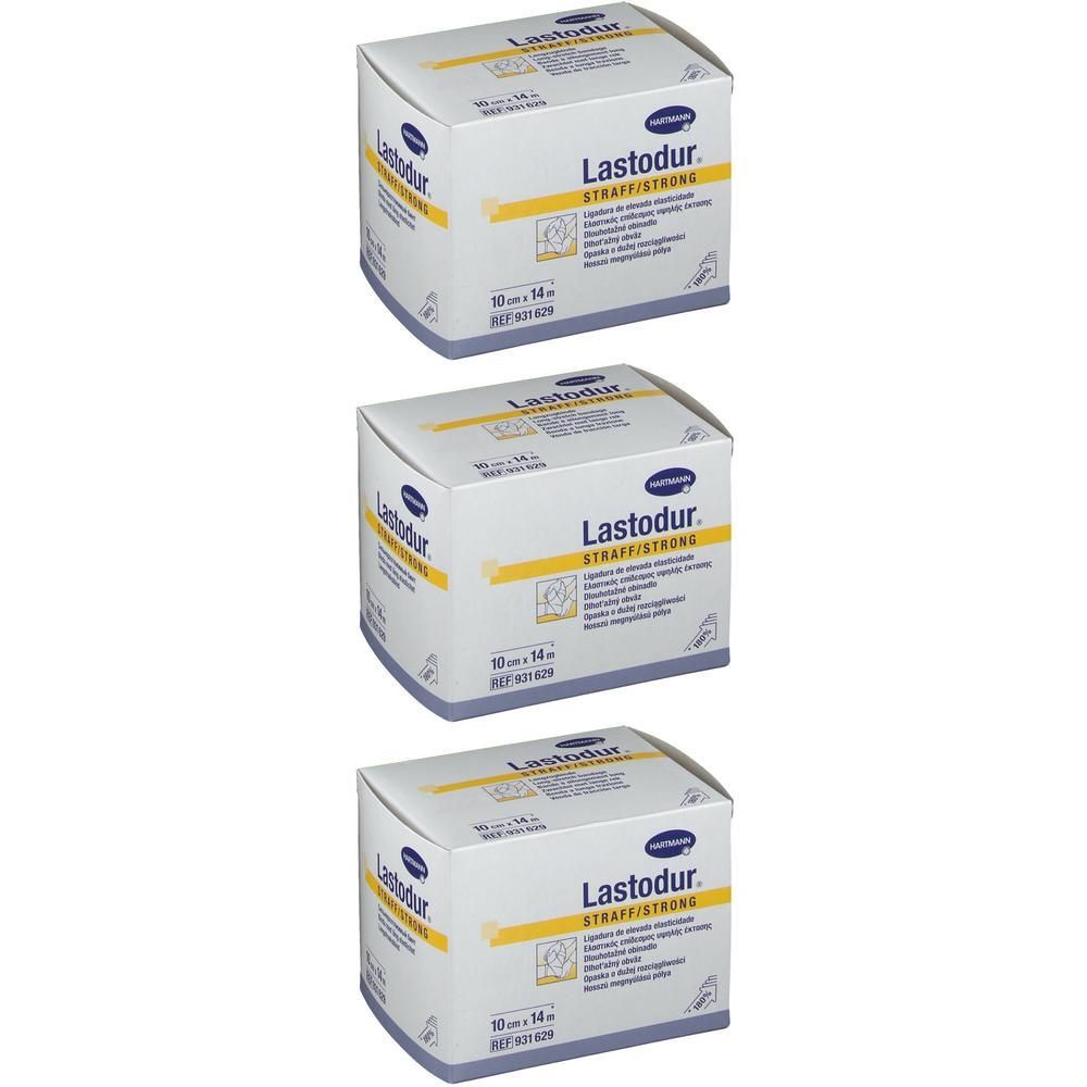 Drei Packungen Lastodur® Langzugbinden, 10 cm x 14 m.