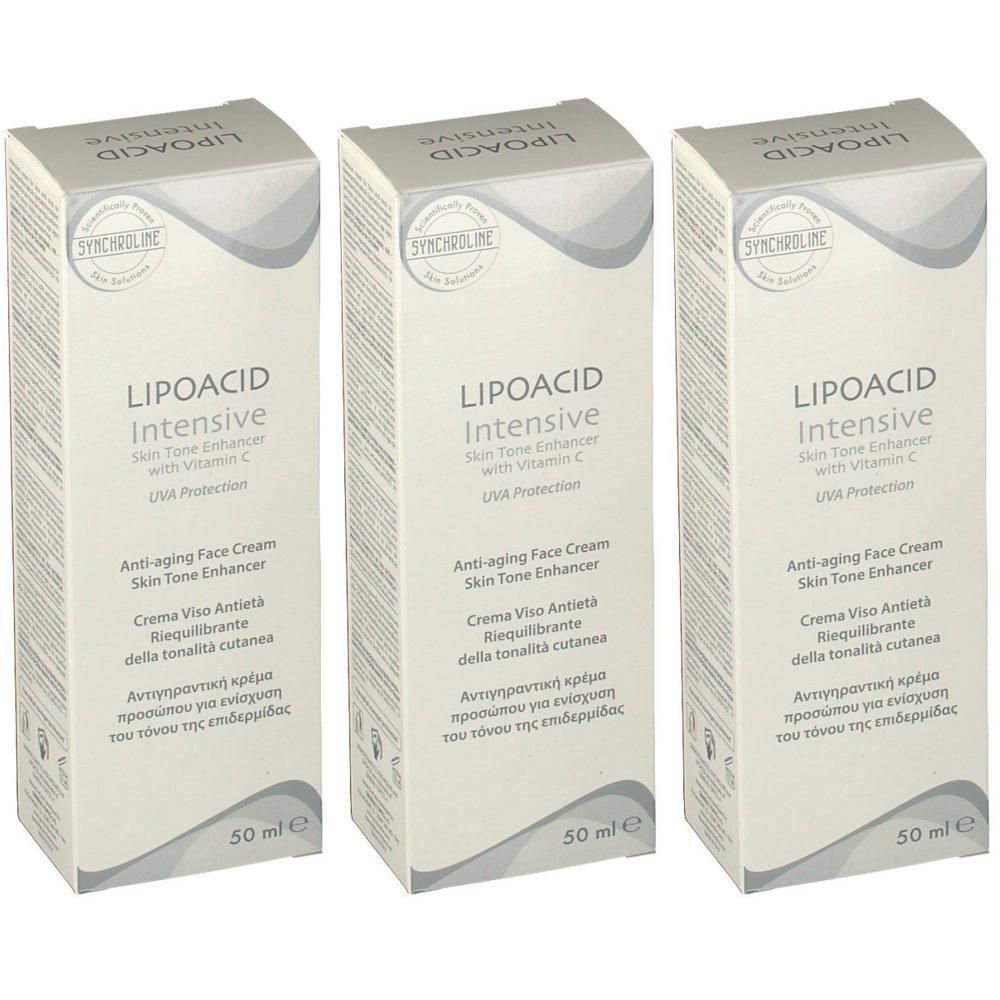 Drei Faltschachteln SYNCHROLINE Lipoacid Intensiv Creme, 50 ml.