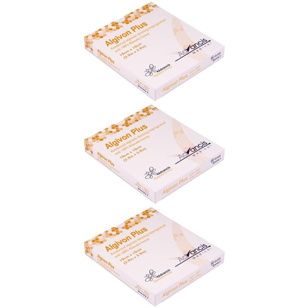 Algivon Plus Honigalginat Wundauflage 5x5 cm x3 3x5 St Wundgaze