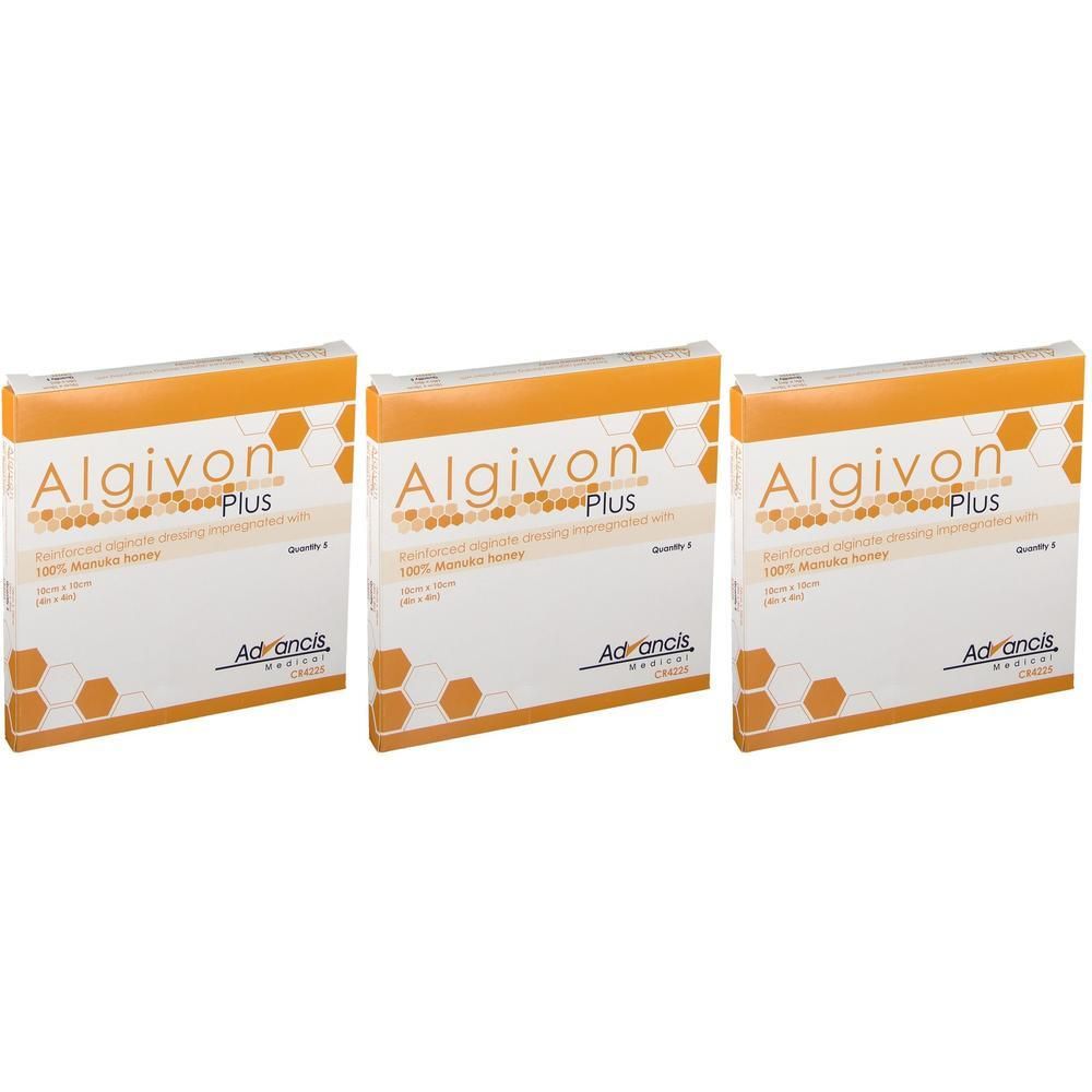 Algivon Plus Honigalginat Wundauflage 10x10 cm x3 3x5 St Wundgaze