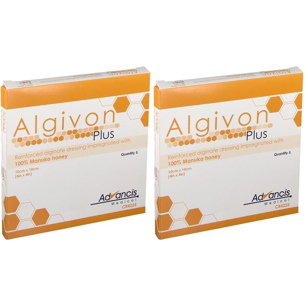 Algivon Plus Honigalginat Wundauflage 10x10 cm x2 2x5 St Wundgaze