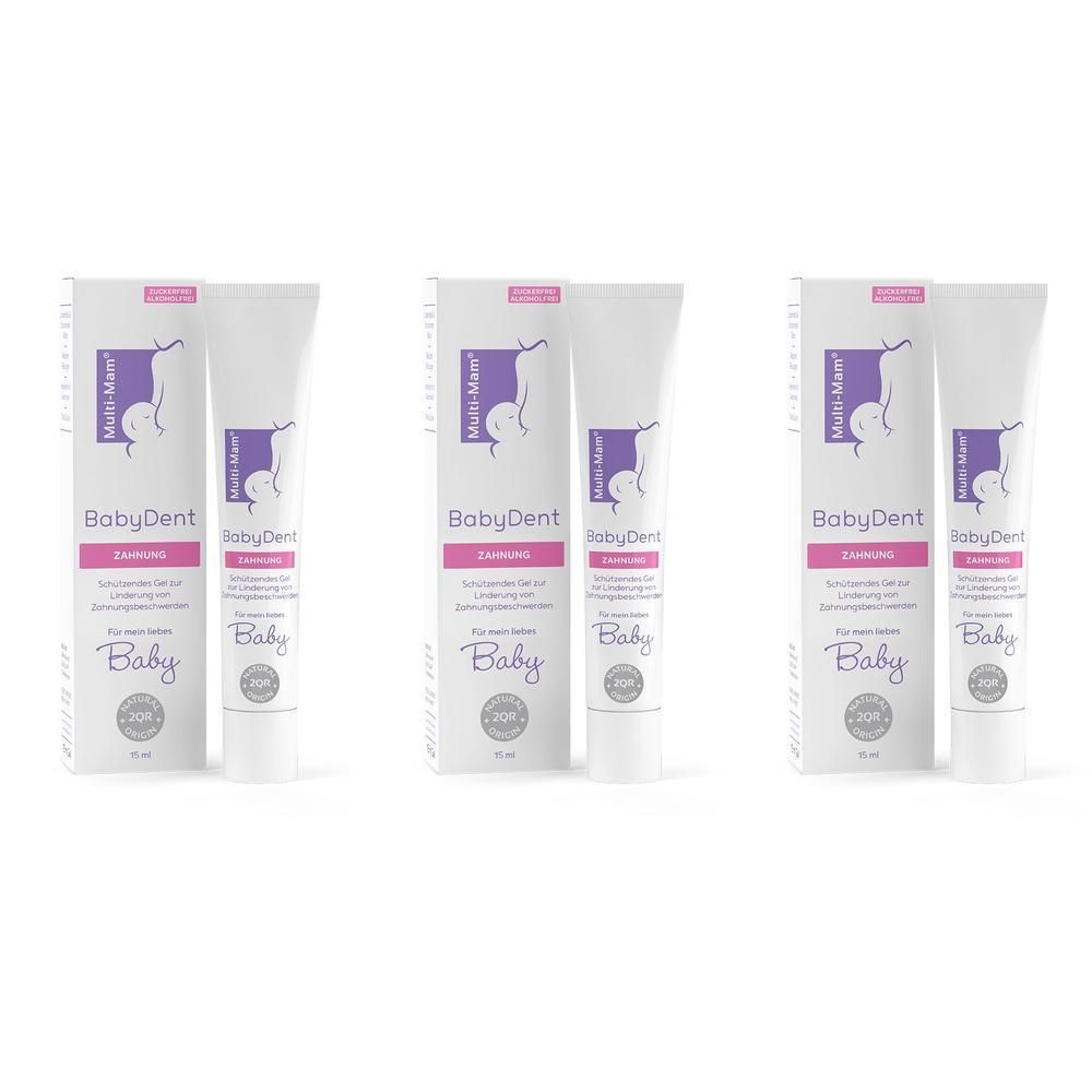 Drei Tuben Multi-Mam BabyDent Zahngel, 15ml.