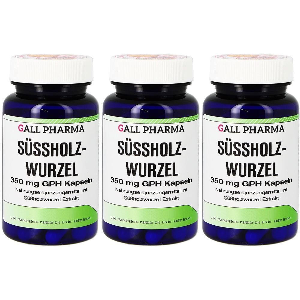 Drei Flaschen Süßholzwurzel Kapseln von Gall Pharma, 350 mg GPH.