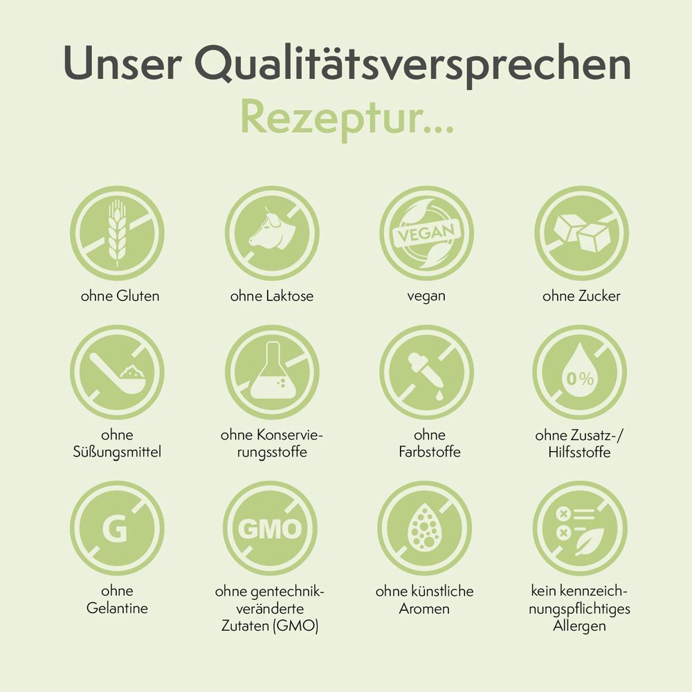 Symbolische Darstellung von SoVita Spirulina: 360 Tabletten, Vorrat für 60 Tage, eine grüne Tablette.