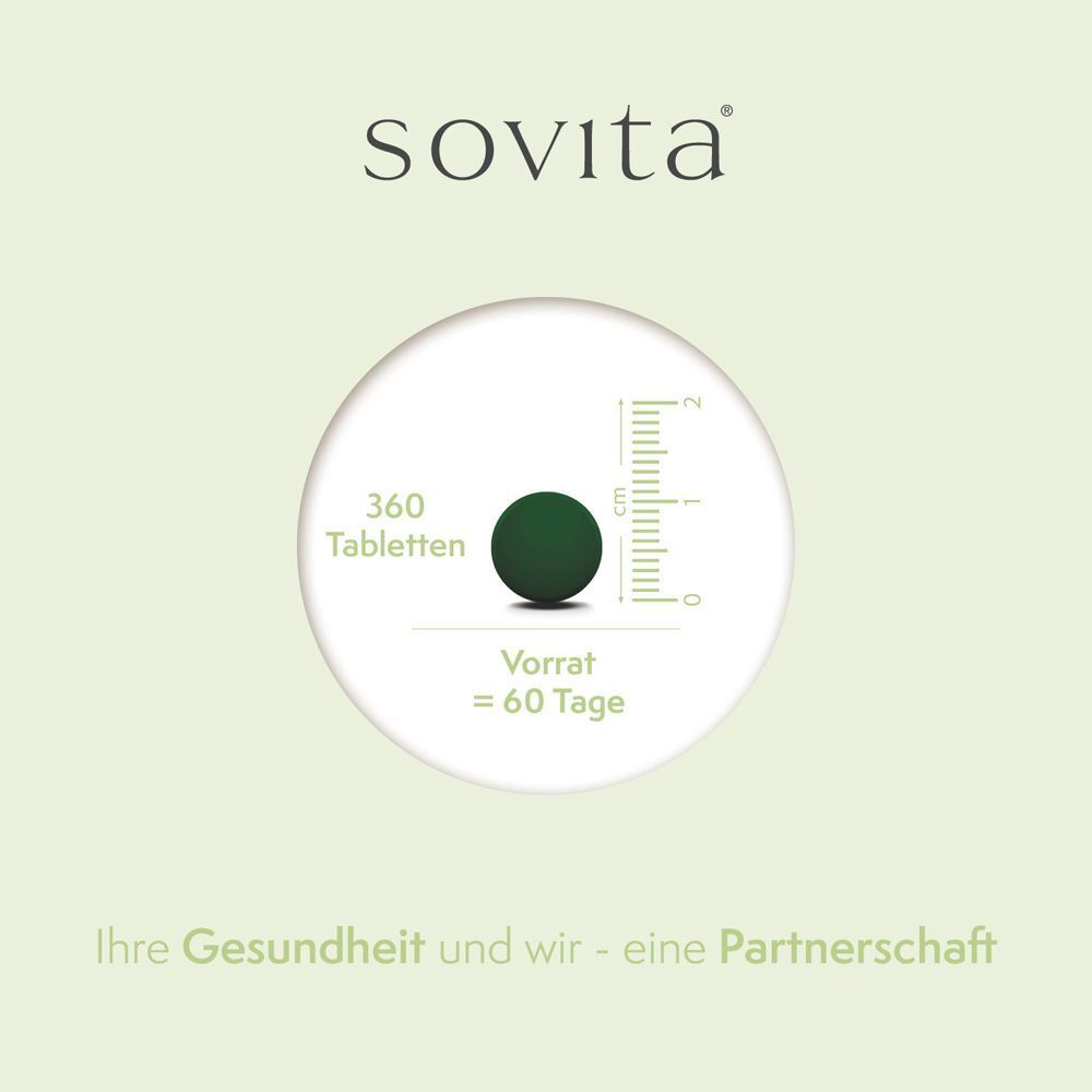 SoVita Spirulina Tabletten: 100% rein, Bio-Qualität, 360 Tabletten. Siegel: Bio, Vegan.