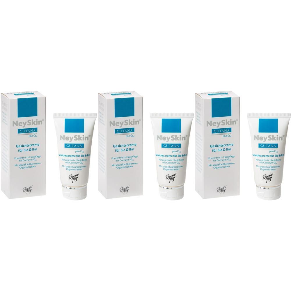 NeySkin CUTANA Gesichtscreme mit Coenzym Q10 in Tuben und Kartons.