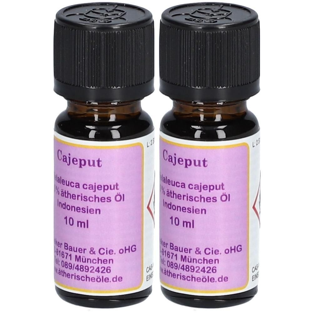 Zwei Fläschchen Cajeput 100% ätherisches Öl, je 10 ml.