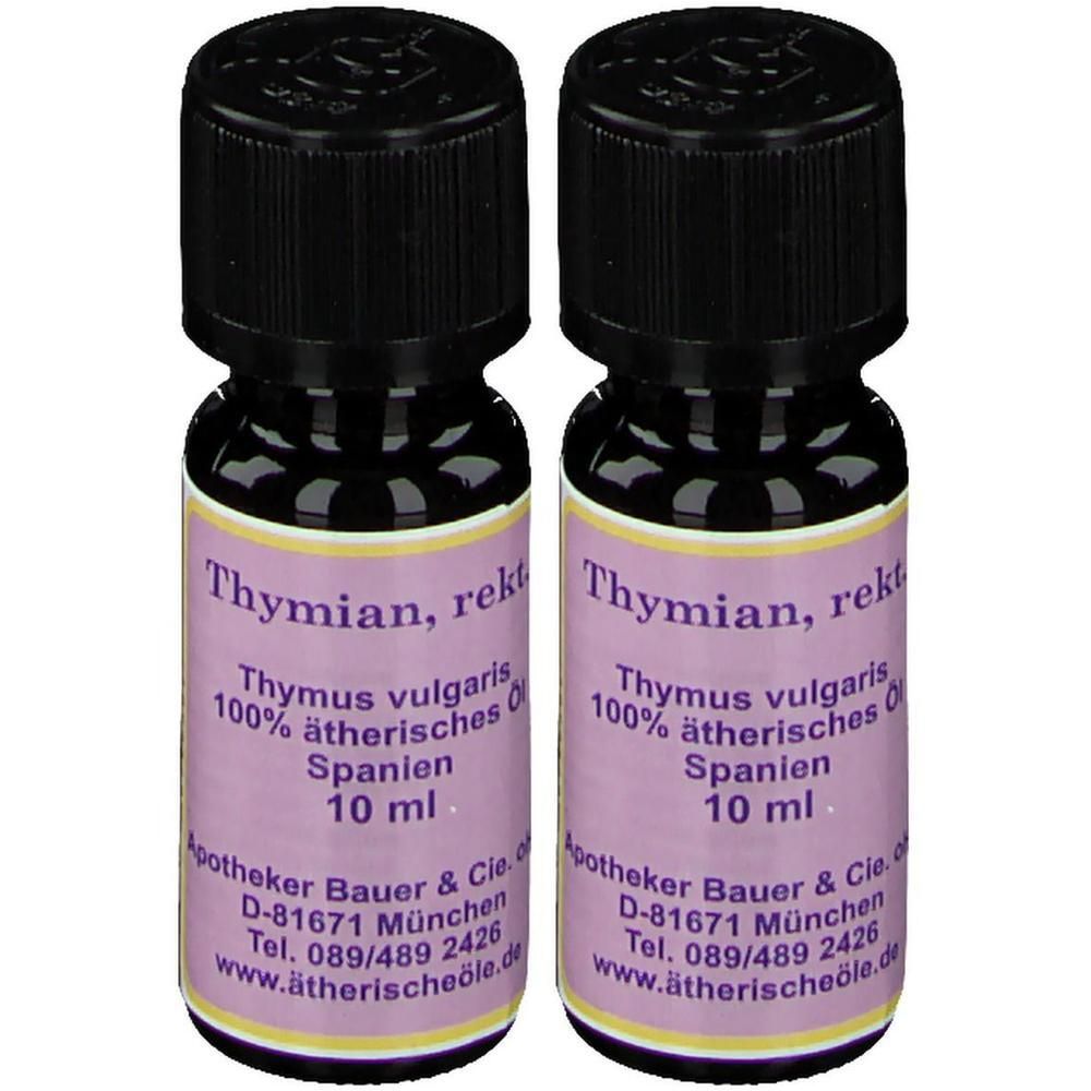Zwei Fläschchen Thymianöl, 100% ätherisches Öl, 10 ml.