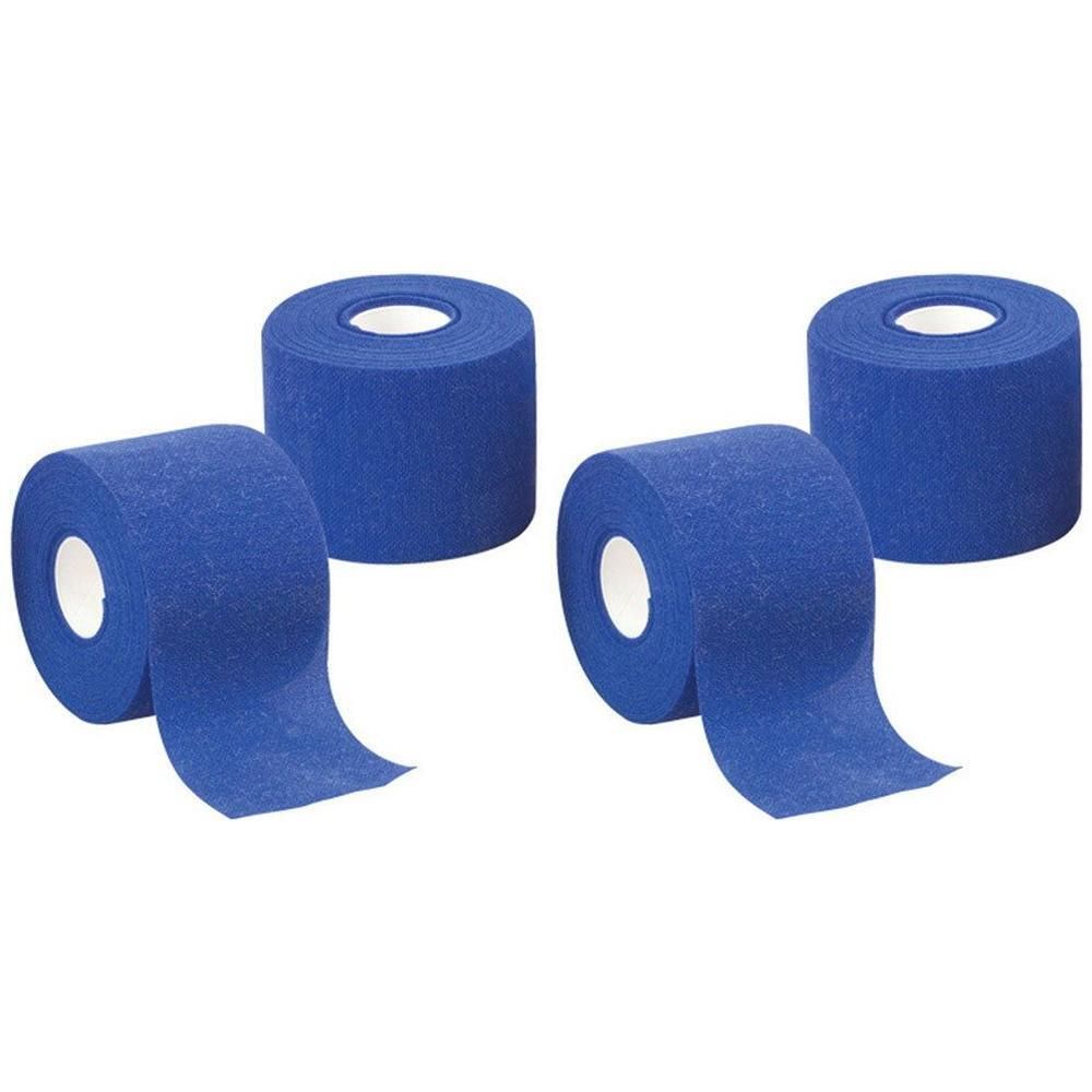 Zwei blaue Rollen Verbandmull.