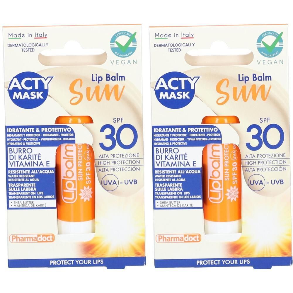 Zwei Packungen Labello Sun Protect LSF 30 Lippenbalsam mit Shea Butter und Vitamin E.