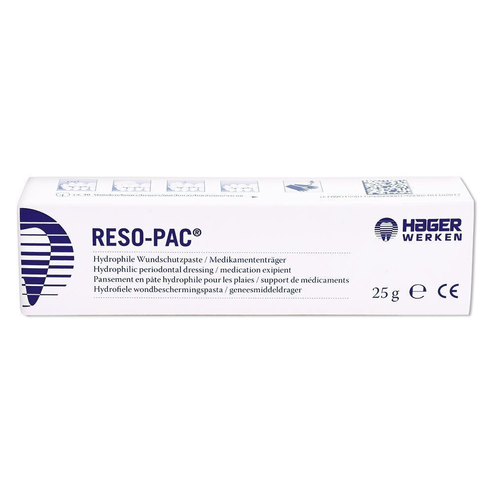 Eine Faltschachtel mit RESO-PAC® Hydrophile Wundschutzpaste, 25g.