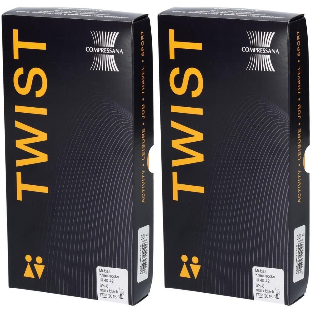 Compressana Twist St.Kniestr.40-42 Gr.3 schwarz x2 2x2 St