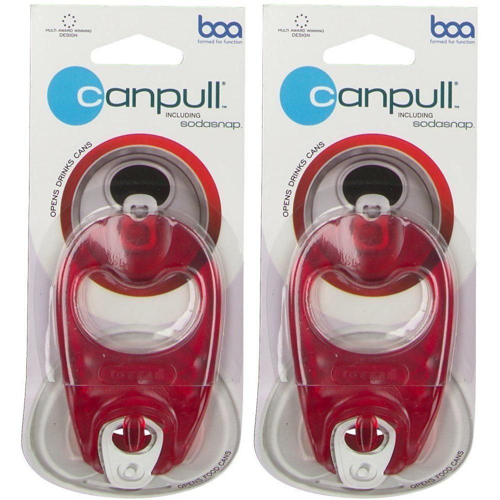 Zwei rote canpull® Dosenöffner mit SodaSnap-Funktion in Blisterverpackung.