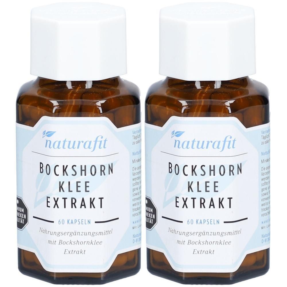Zwei Flaschen naturafit® Bockshornklee Extrakt, 60 Kapseln pro Flasche.