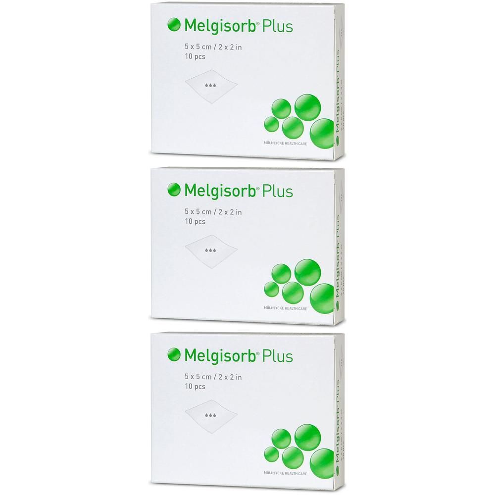 Melgisorb Plus Alginat Verband 5x5 cm steril x3 3x10 St
