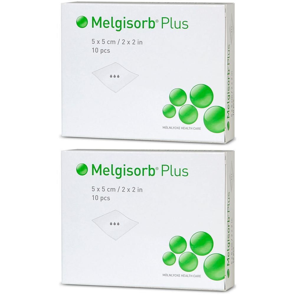 Melgisorb Plus Alginat Verband 5x5 cm steril x2 2x10 St