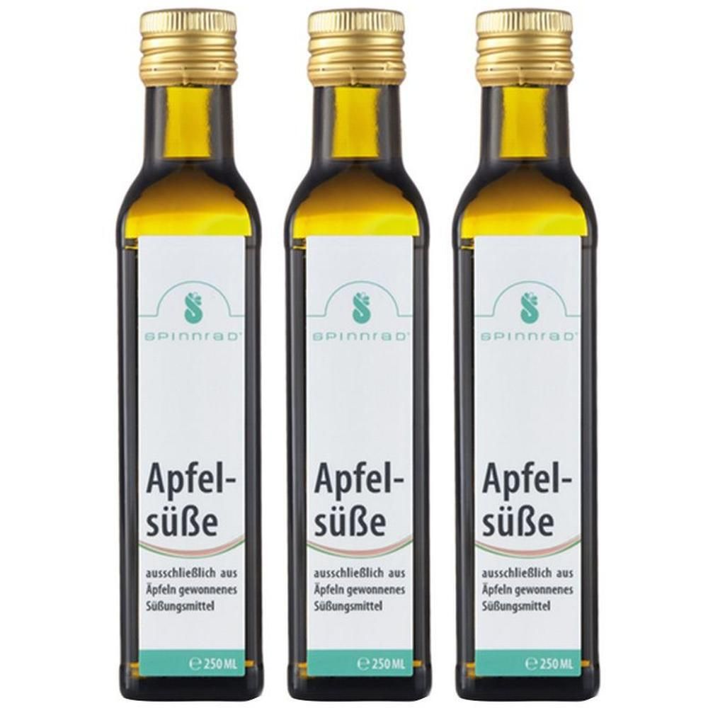 Drei Flaschen Spinnrad Apfel-süße Süßungsmittel, jeweils 250 ml.