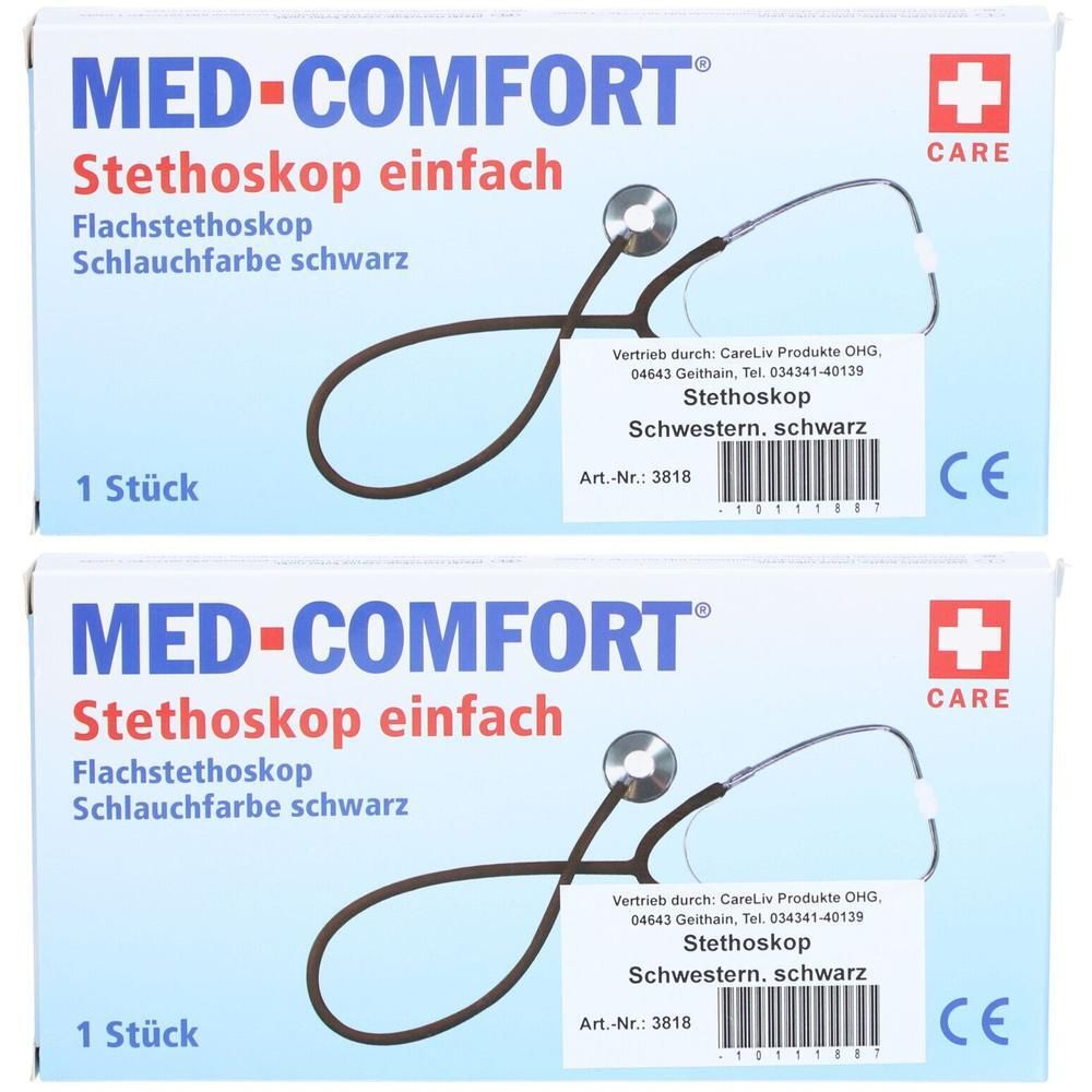 MED-COMFORT Stethoskop einfach, Schlauchfarbe schwarz, 1 Stück.