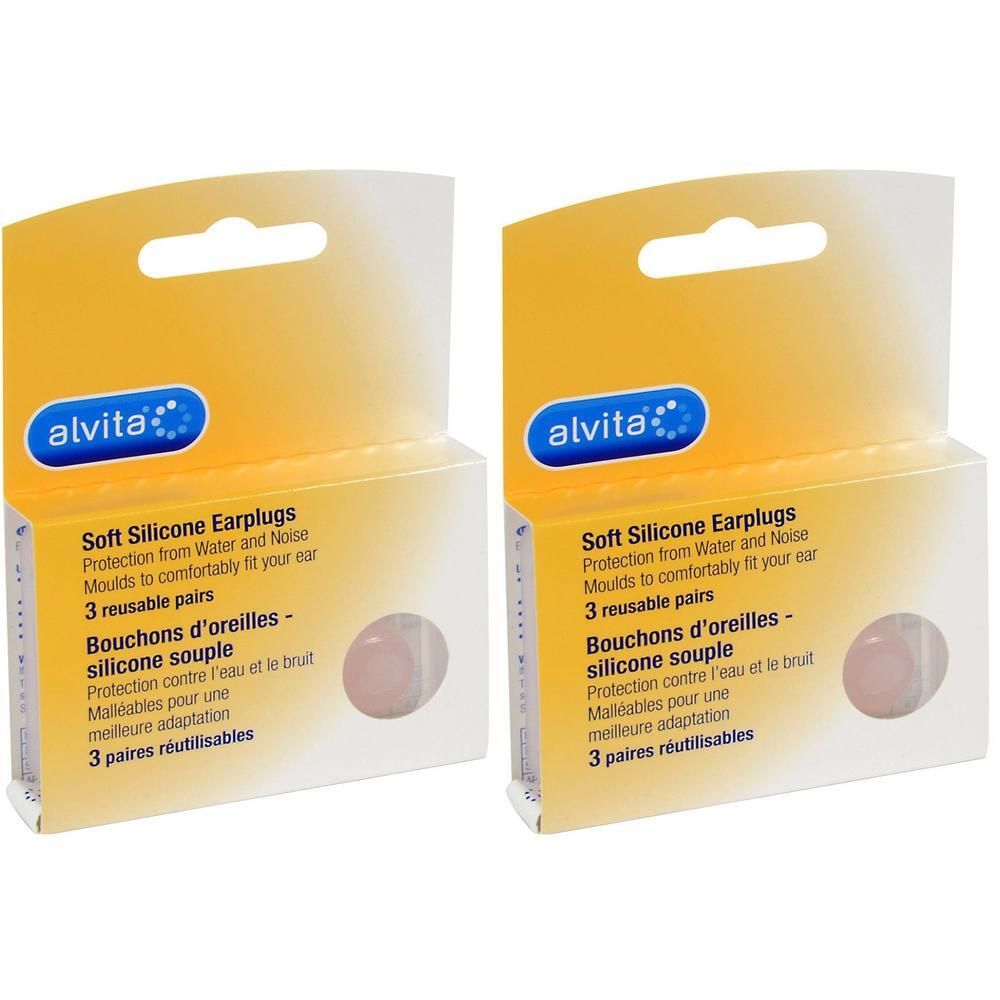 Alvita Ohrstöpsel aus weichem Silikon, 3 wiederverwendbare Paare pro Packung.