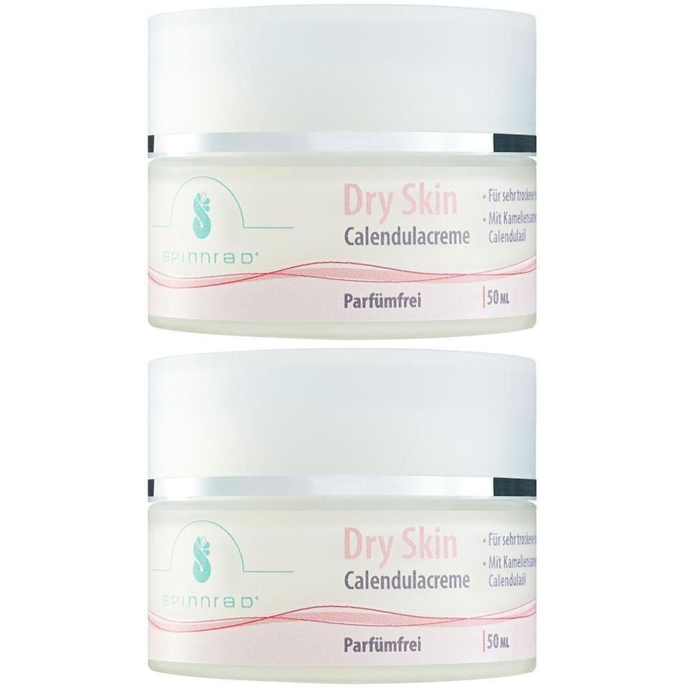 Zwei Spinnrad Dry Skin Calendulacreme Tiegel, parfümfrei, je 50ml.