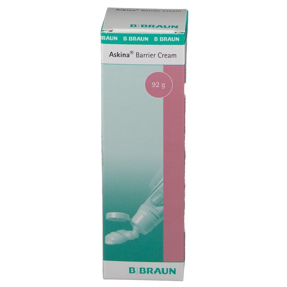 Askina® Barrier Cream Kartonverpackung, 92g, mit Abbildung einer Tube.