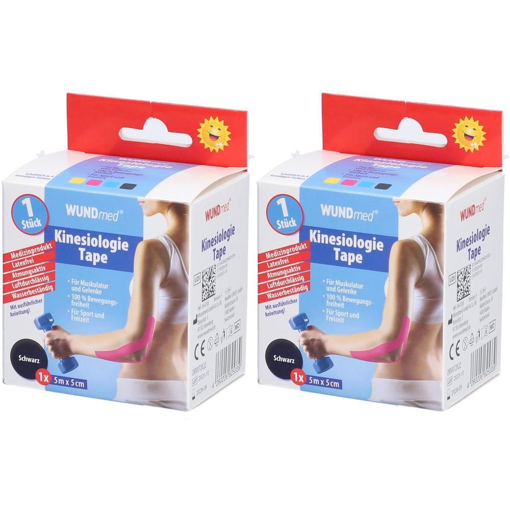 Kinesiologie Tape 5 cmx5 m schwarz x2 2x1 St Verband