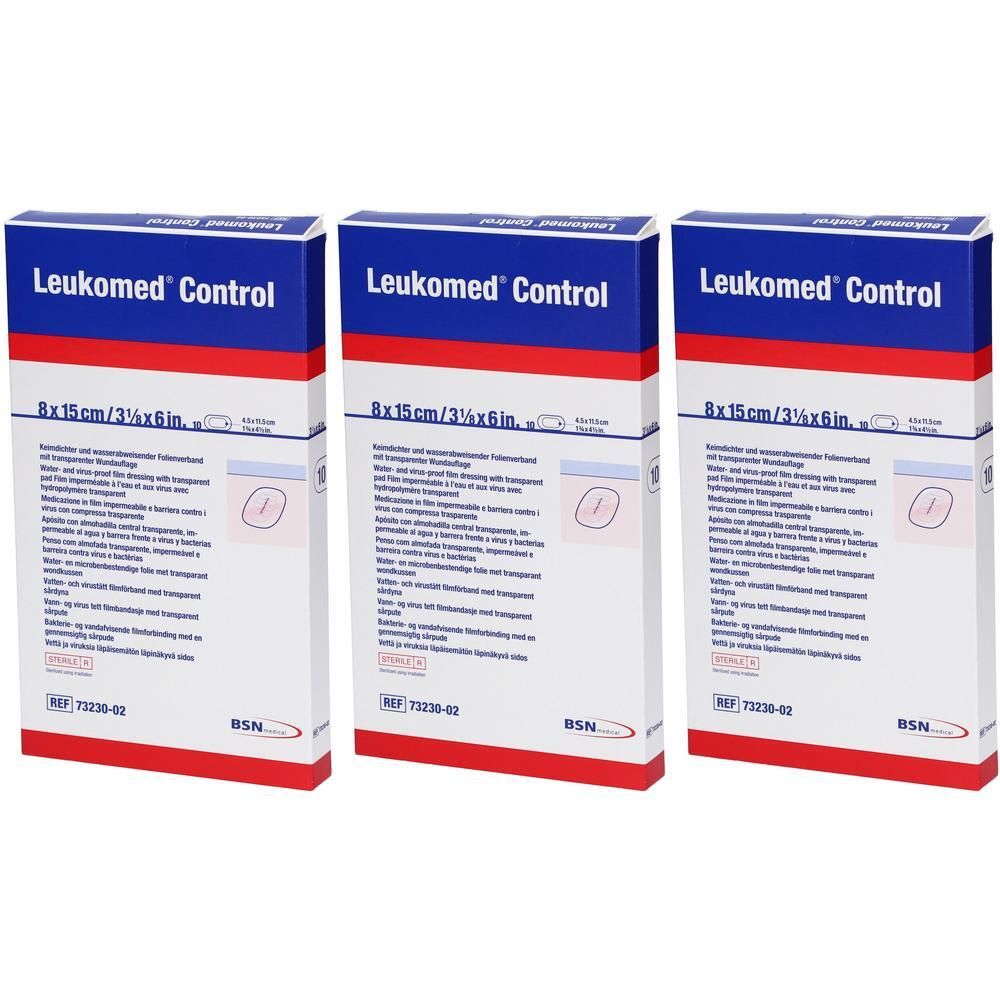 Leukomed Control Folienverband 8x15 cm x3 3x10 St Pflaster