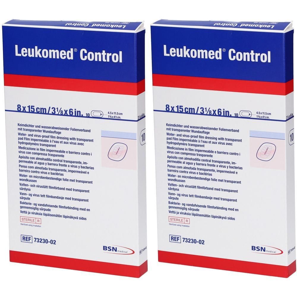 Leukomed Control Folienverband 8x15 cm x2 2x10 St Pflaster