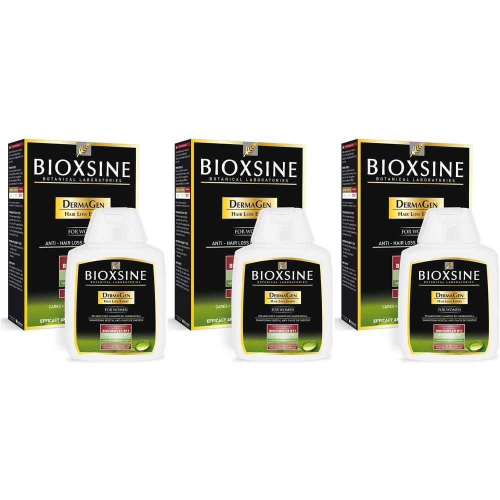Drei Flaschen BIOXSINE DermaGen Shampoo für Frauen, Anti-Haarausfall.