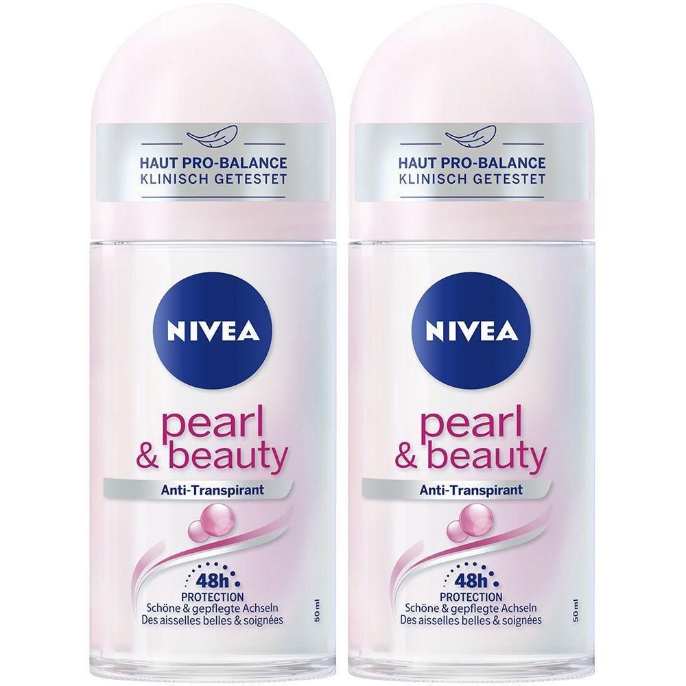 Zwei NIVEA Pearl & Beauty Roll-Ons mit 48h Schutz. Klinisch getestet.