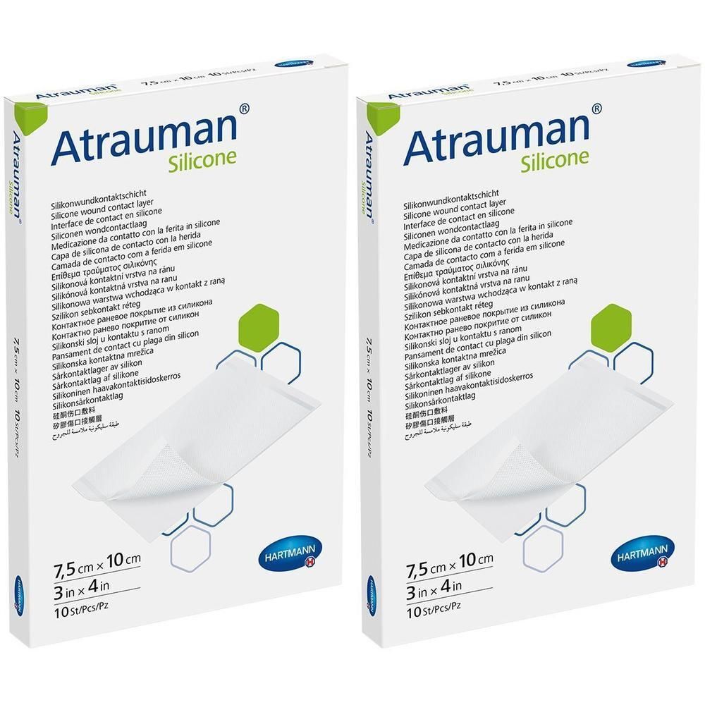 Atrauman Silicone steril 7,5x10 cm Kompressen x2 2x10 St