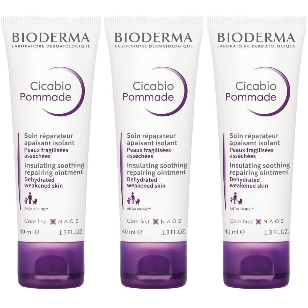 Drei Tuben BIODERMA Cicabio Pommade, 40 ml.