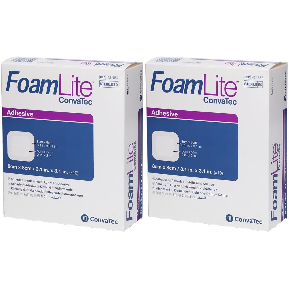 Foam Lite ConvaTec adhäsiv PU-Schaumverb.8x8 cm x2 2x10 St Verband