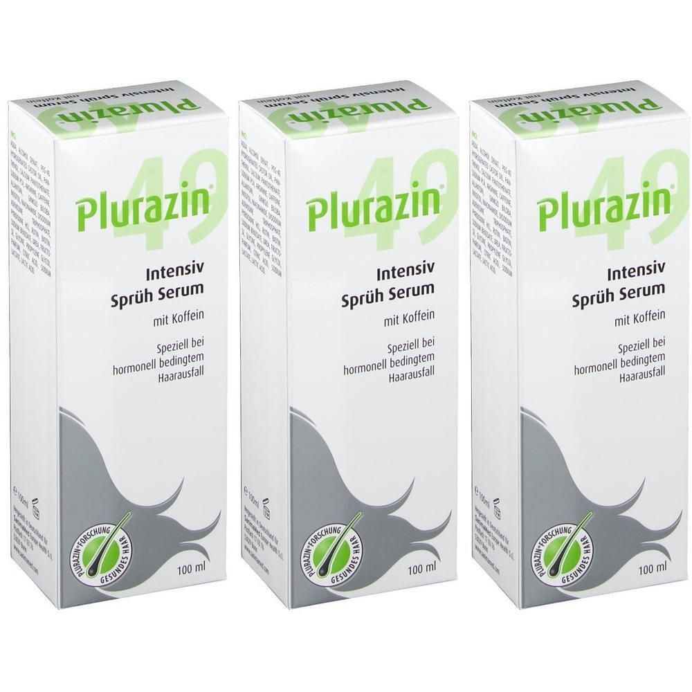 Drei Packungen Plurazin® 49 Intensiv Sprüh Serum, 100 ml.
