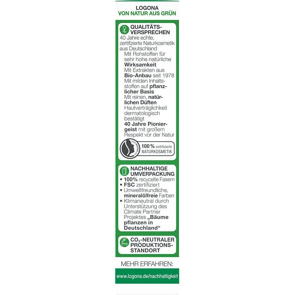 Verpackung LOGONA Aktiv Pickel Stopp: Qualität, Nachhaltigkeit, CO2-neutral.