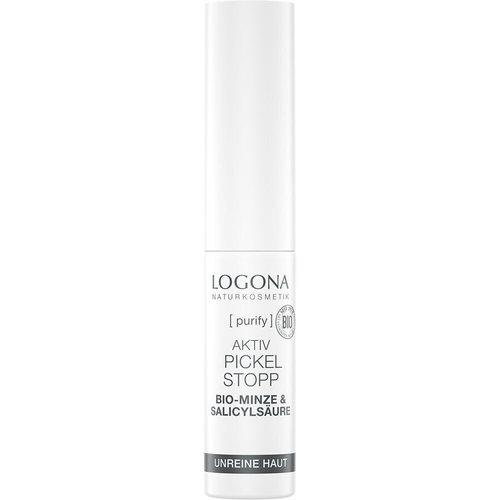 Eine Flasche LOGONA Aktiv Pickel Stopp mit Bio-Minze & Salicylsäure, 6ml.