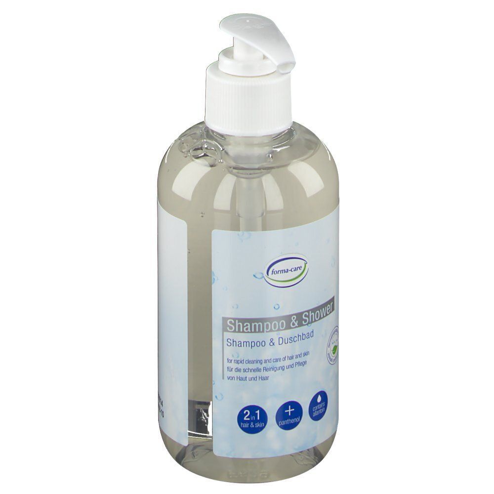 Eine Flasche forma-care Shampoo & Shower mit Pumpspender.