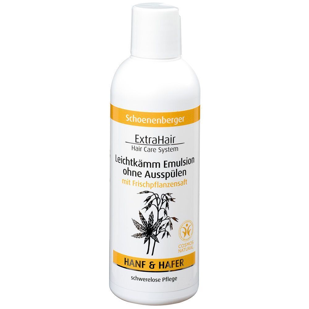 Flasche Schoenenberger ExtraHair Leichtkämm Emulsion mit Hanf & Hafer.