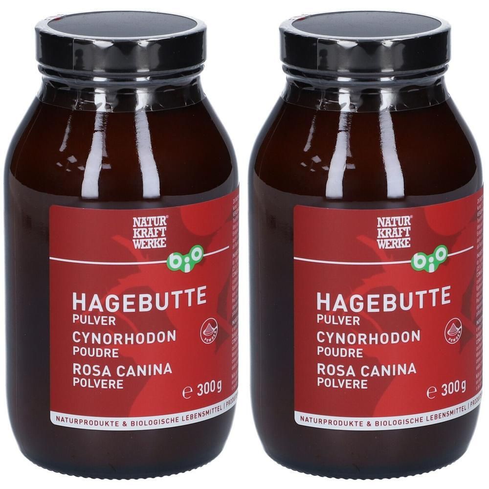 Zwei Gläser NATURKRAFTWERKE Hagebuttenpulver, je 300g.