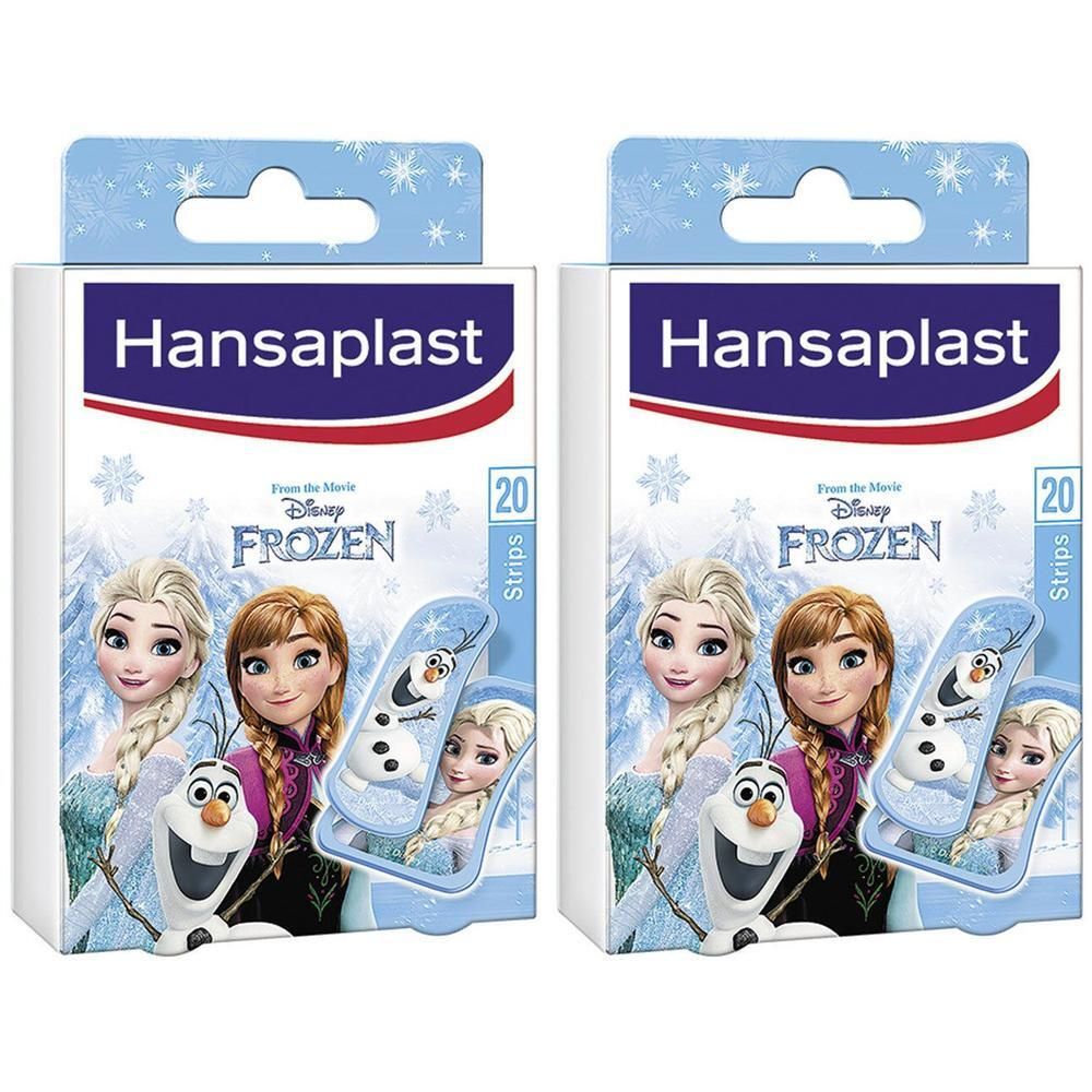 Zwei Packungen Hansaplast JKids Frozen Pflaster mit Elsa, Anna und Olaf.