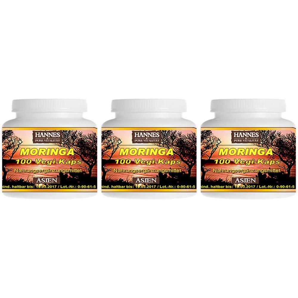 Drei Behälter Moringa 100 Vegi Kapseln. Hannes Pure Vitality.