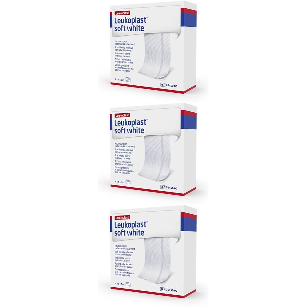 Leukoplast soft white Pflaster 4 cmx5 m Rolle x3 3x1 St