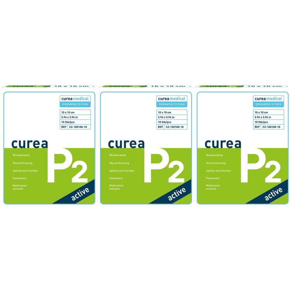 Curea P2 active superabs.Wundaufl.10x10 cm x3 3x10 St Kompressen