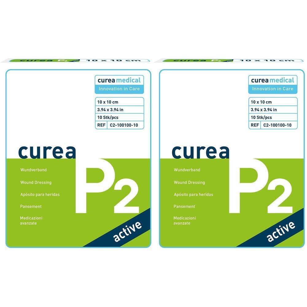 Curea P2 active superabs.Wundaufl.10x10 cm x2 2x10 St Kompressen