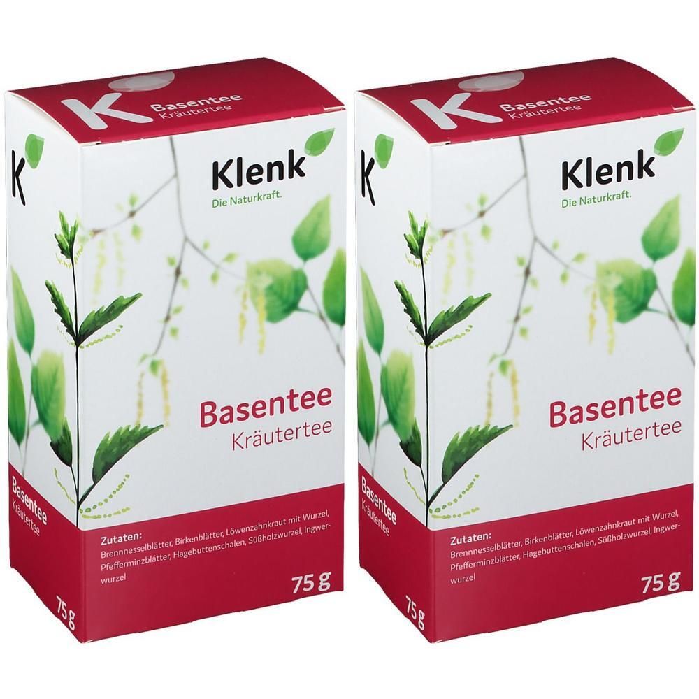 Zwei Packungen Klenk Basentee Kräutertee, 75g.