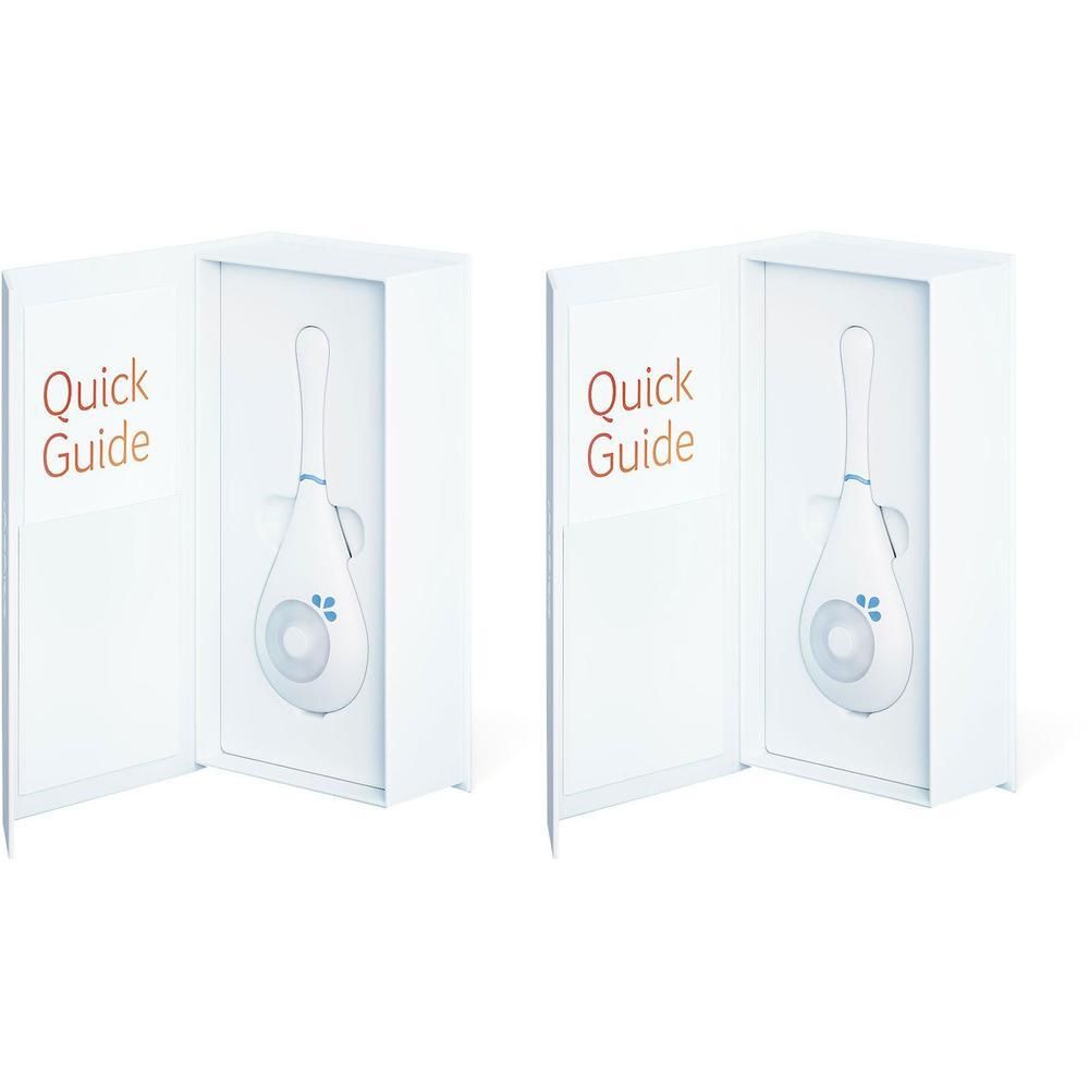 Zwei Daysy Fruchtbarkeitstracker in geöffneten weißen Verpackungen mit "Quick Guide".